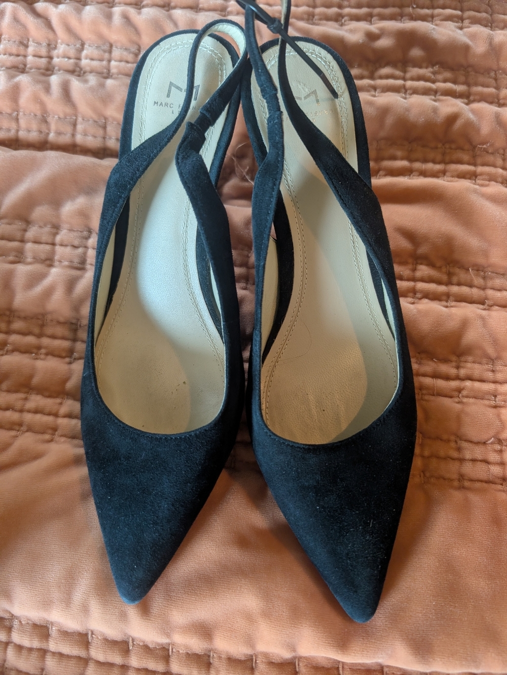 Marc Fisher Black Pointy Toe Velvet Heels 8